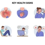 Illustration about important health signs, addressing issues such as fatigue, diabetes, and health issues, with a focus on early warnings.