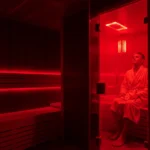 Person enjoying an infrared sauna session for detox and skin health benefits