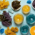 Sea moss superfood displayed with fruits and supplements for health benefits
