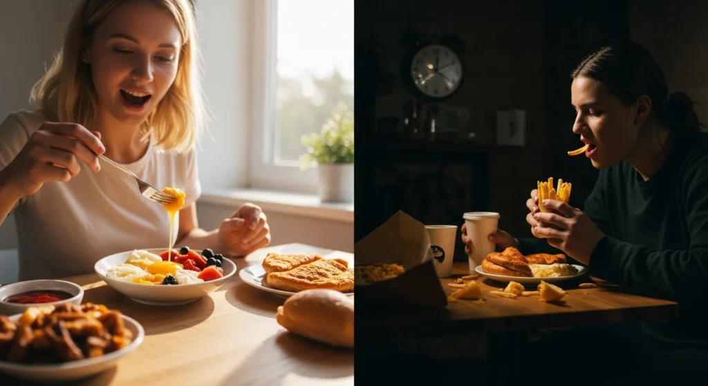 Chrono nutrition early eating vs late night eating calorie deficit comparison