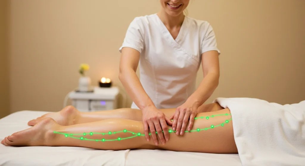 Professional lymphatic drainage massage therapy stimulating detox pathways