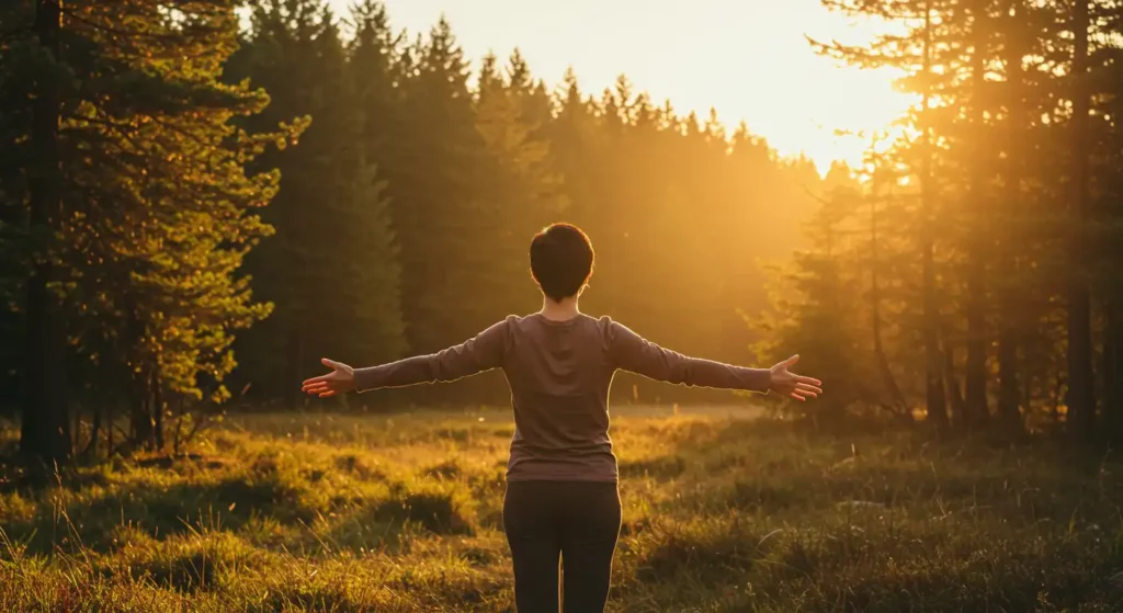Person with add attention disorder experiencing mental clarity and calm from nature therapy