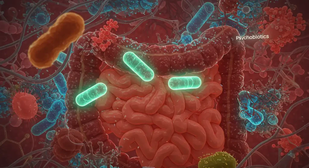 psychobiotics probiotics microbiome depression treatment illustration